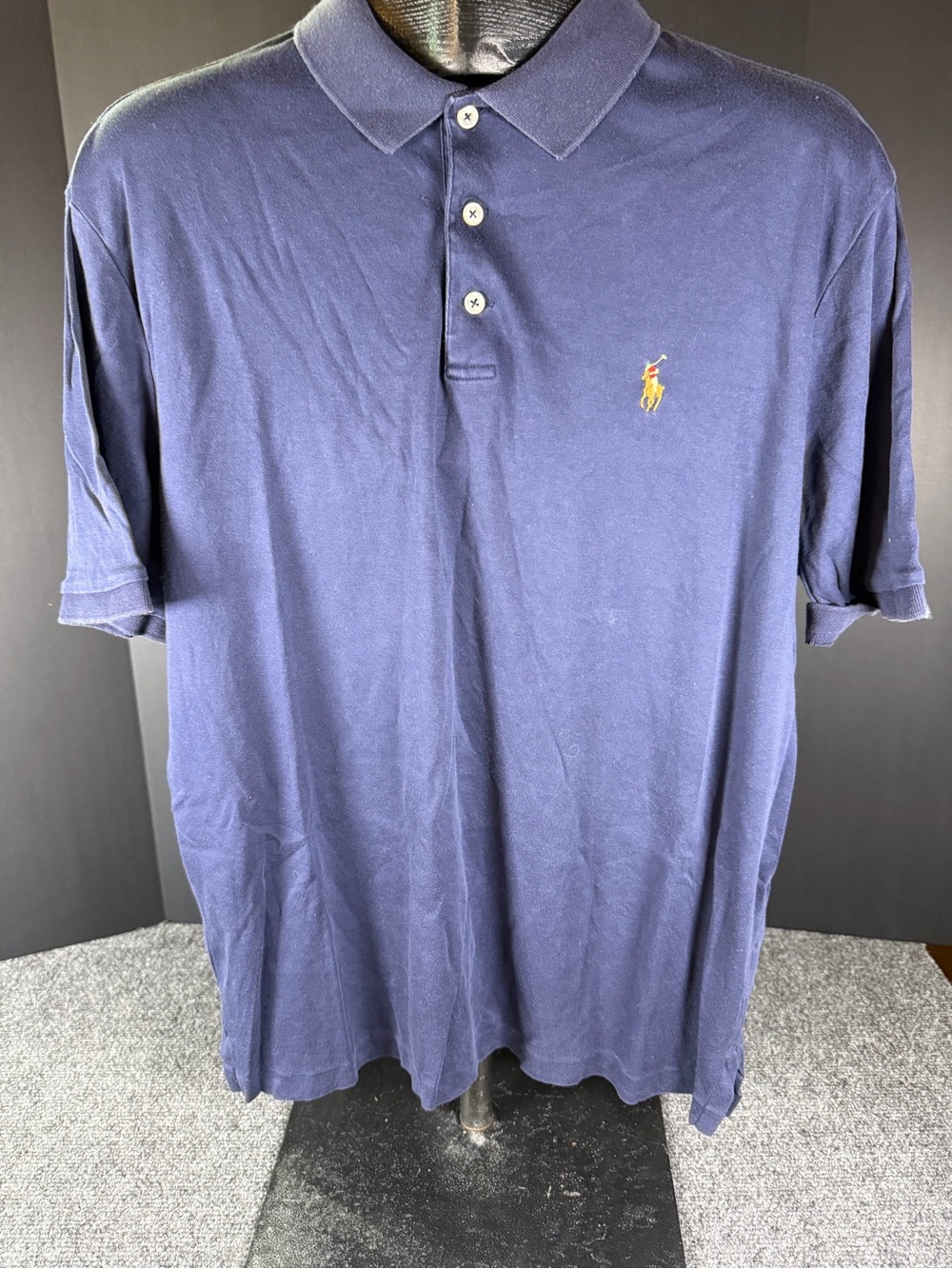 Polo Ralph Lauren Navy Blue Soft Cotton Polo Shirt Sz M